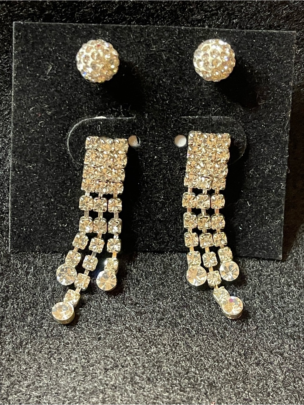 Set of 2 silver tone with rhinestones earrings